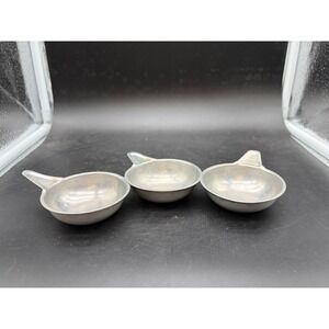 Vintage Aluminum Egg Poacher Cups Set of 3 Silver Metal Cookware Inserts 3 Inch